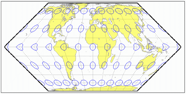 World map using Eckert 2 projection