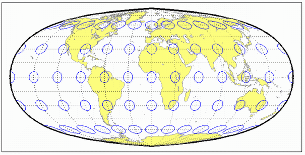 World map using Kavraisky 5 projection