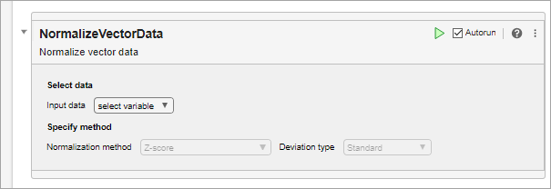 Normalize Vector Data task in a live script