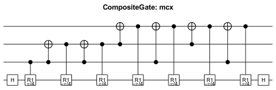 Equivalent internal gates for the multi-controlled X gate with three control qubits, one target qubit, and no ancilla qubi