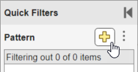 Button to create new filtering pattern