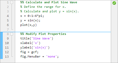 Create and Run Sections in Code MATLAB Simulink MathWorks