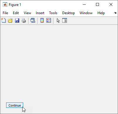 A "Continue" button displays in the lower-left corner of a figure window.