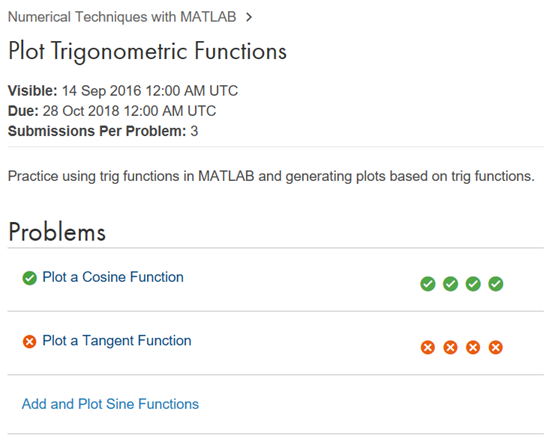 List of two problems, one of which has 4 tests passed and the other has failed 4 tests