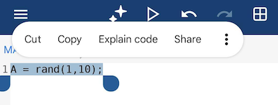 Editor Copilot options with highlighted text