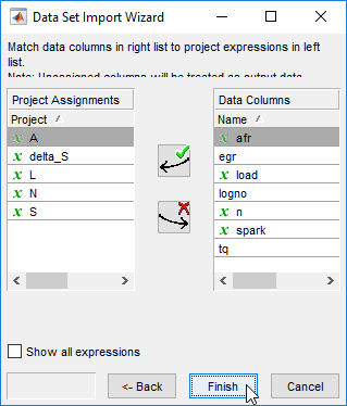 CAGE data set inport wizard.