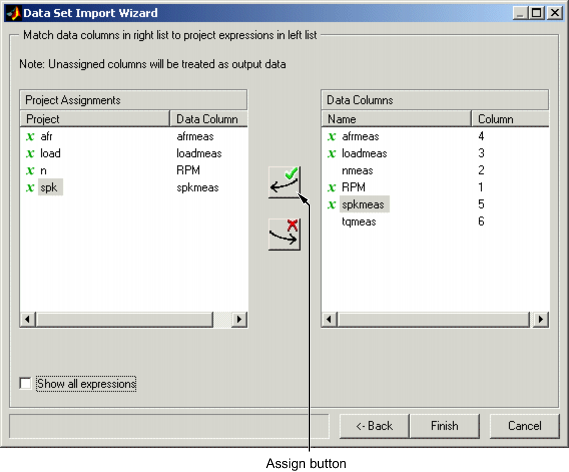Data set inport wizard dialog box