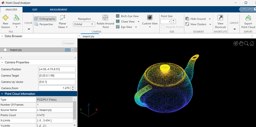 Point Cloud Analyzer App Session