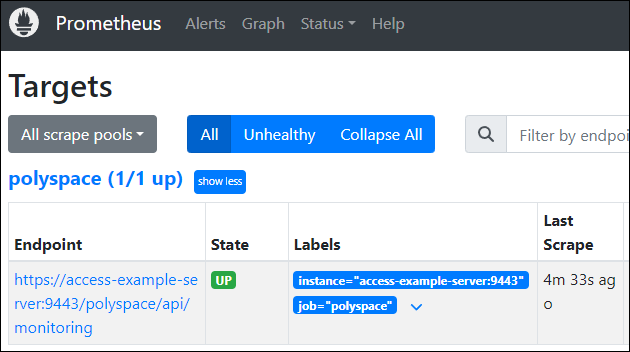 Prometheus web ui Targets page
