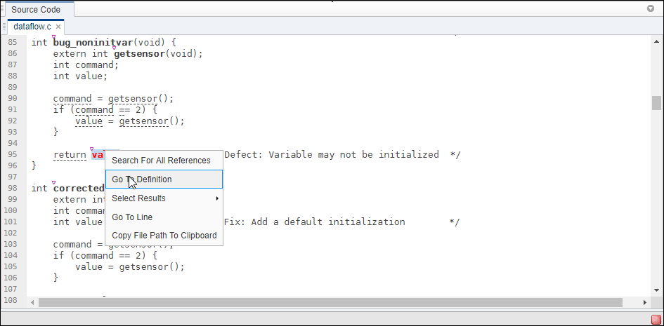 You can right click a variable named 'value' in the source code to see all references of this variable or go to the variable definition.