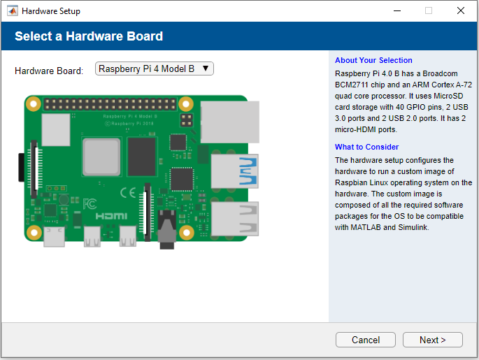 Hardware Setup Select Hardware