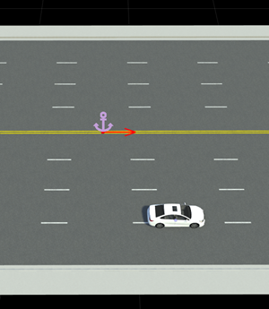 Vehicle offset within lane and traveling in same direction as anchor