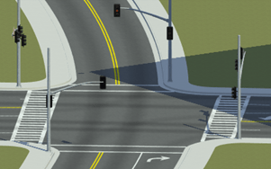 Traffic light intersection in orthographic mode