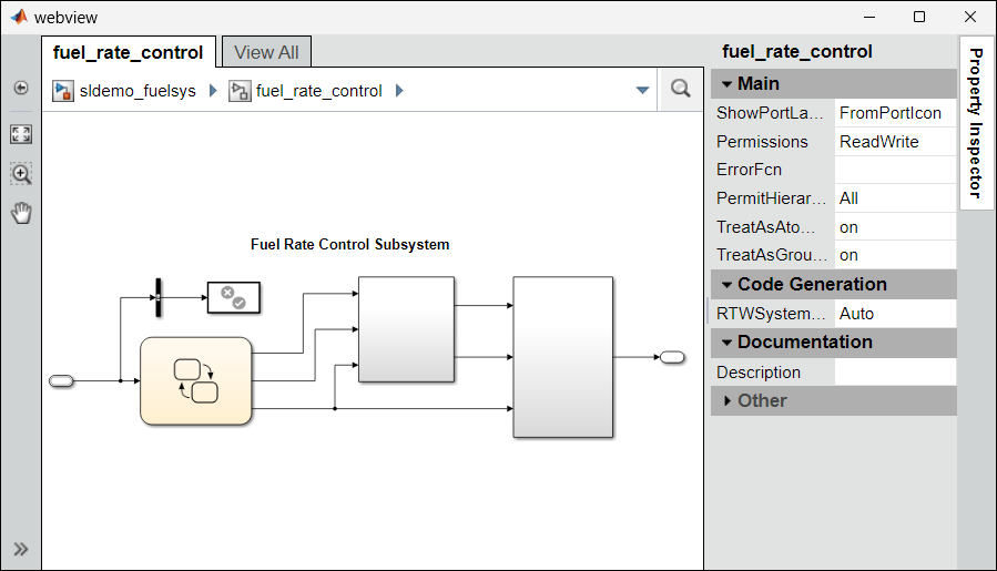 Web view showing the sldemo_fuelsys model.