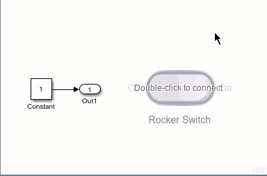 An unconnected Rocker Switch block connects to a Constant block.