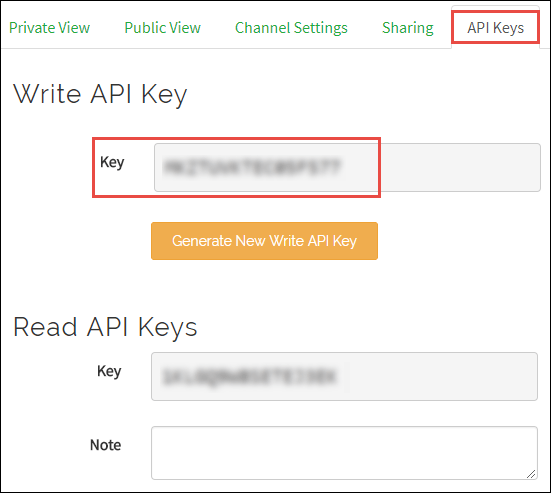Arduino ThingSpeak Write API Key