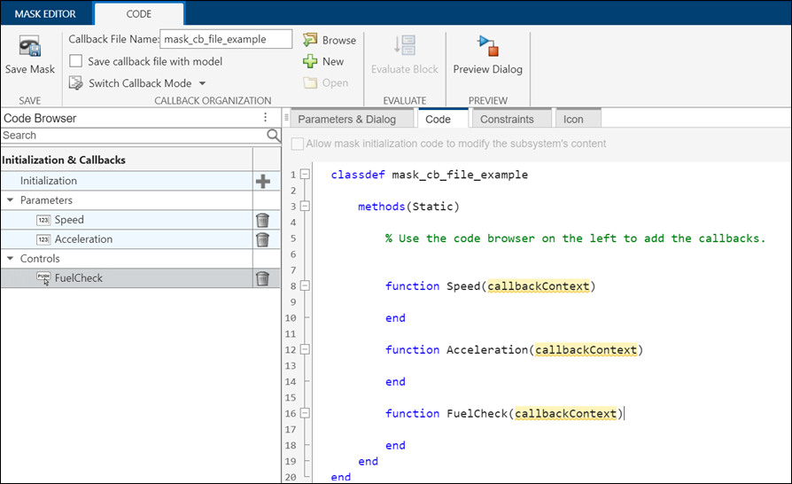 Structure of the MATLAB class file