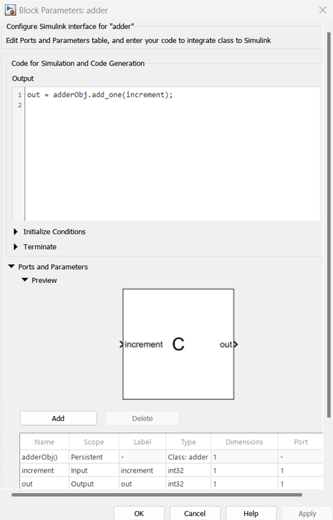 Preview and customize C Function block.