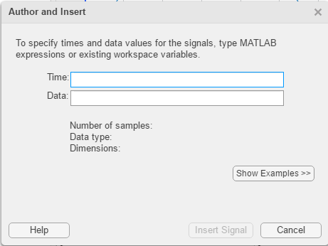 Author and Insert dialog box with default Time and Data fields