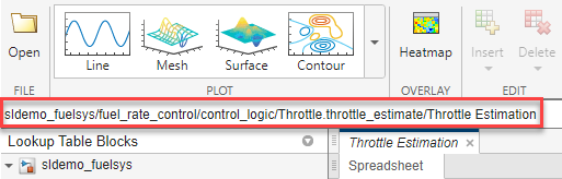 Sample model subsystem path to Throttle_Estimation.