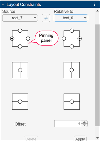 Layout Constraints pane with pinning panels