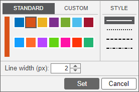 The line style menu