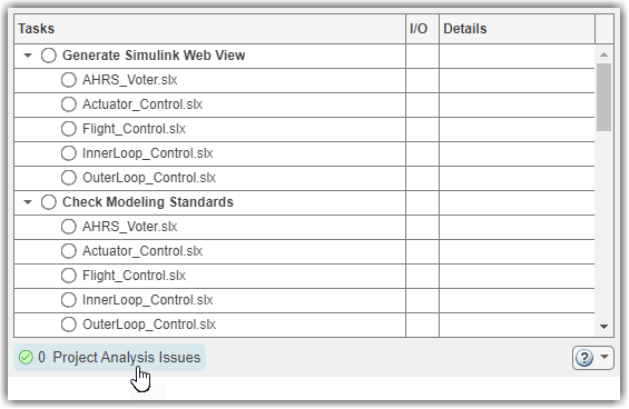 Mouse pointing to Project Analysis Issues in bottom left corner of Process Advisor