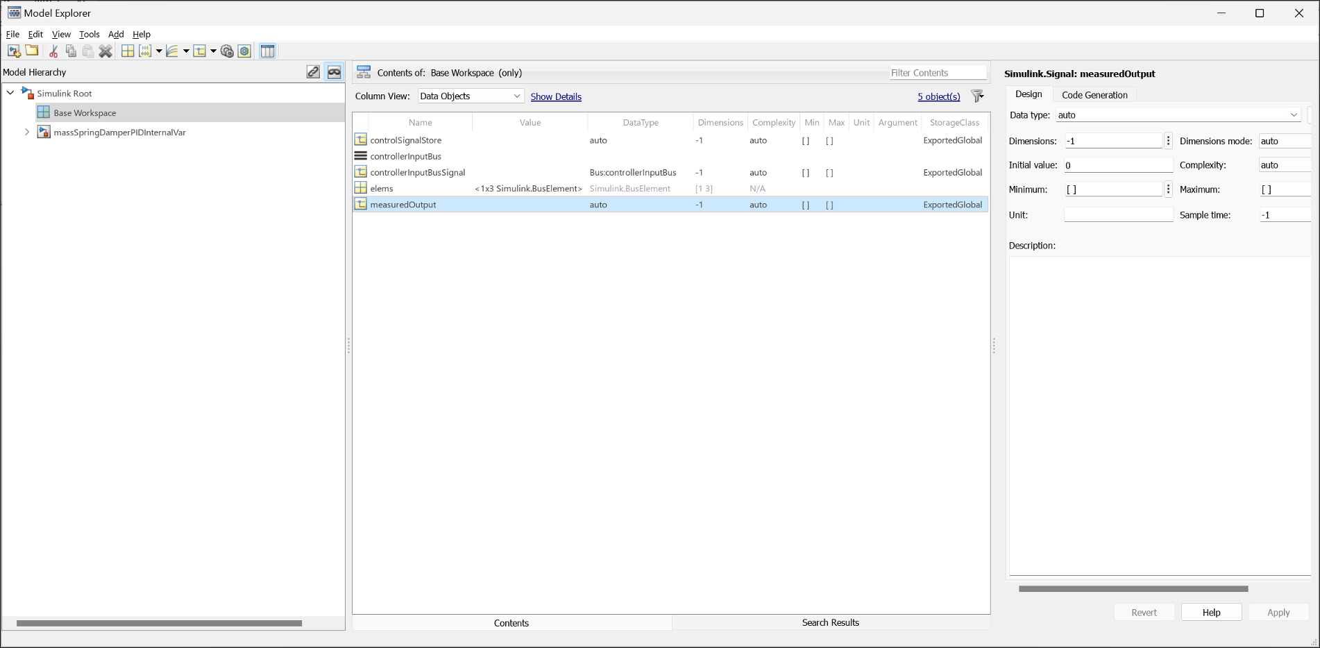 Signal Objects in Model Explorer