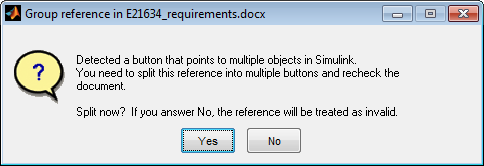 Dialog box indicating that a navigation object points to multiple objects in Simulink