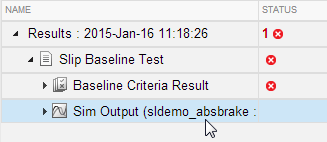 Results and Artifacts pane sim output selected