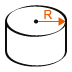 Cylinder with an arrow representing the radius