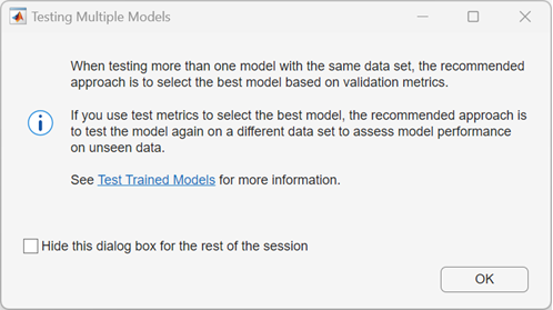Testing Multiple Models dialog box