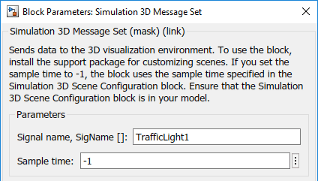 Simulation 3D Message Set block parameters dialog box