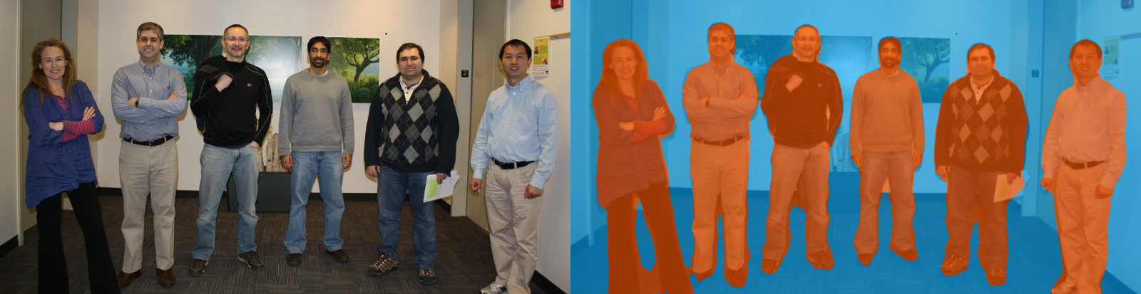 The input test image and corresponding output in which semantic segmentation was performed.