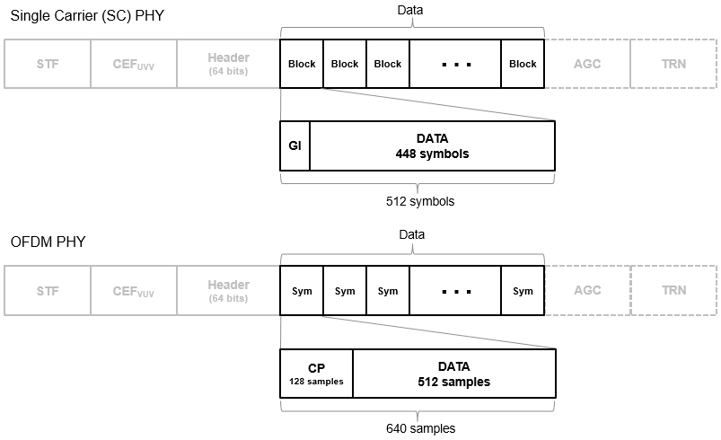 Data field of DMG format PPDU. See the packet structure of single carrier PHY and OFDM PHY