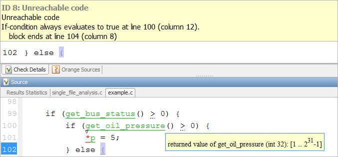 Proof of the existence of dead code, including detailed information about the cause of the issue, within Polyspace Code Prover.