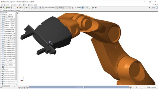 Refine requirements and design controllers using Simscape Multibody. Example applications include a robotic arm, a backhoe, and a tower crane.